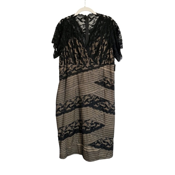 Marina Black/Nude Tiered Lace Beaded V-Neck Date Night Party Dress Size 18W NWT - Picture 2 of 4